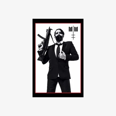 The Range Marilyn Manson Machine Gun Textile Poster - Black/White