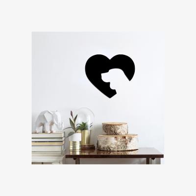 The Range Dog in a Heart Metal Wall Art Wall Decoration - Black