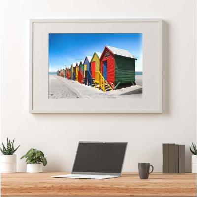 The Range Colourful Bathing Cabins Art Print - Blue / 84.1cm