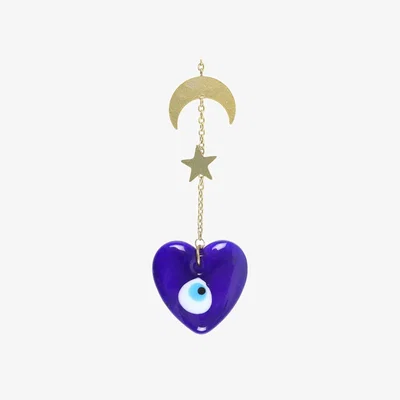 The Range Celestial All-Seeing Eye Glass Hanging Decor with Moon  Stars - Blue