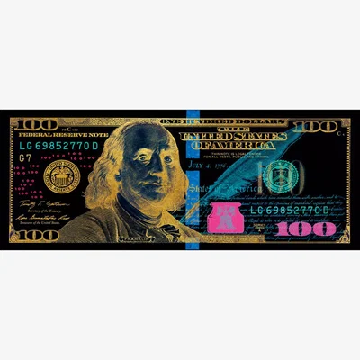 The Range Tempered Glass 100 Dollar Bill Art - Black