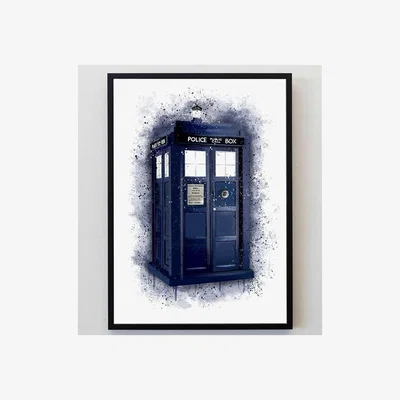 The Range Tardis Splatter Print - Blue / A5