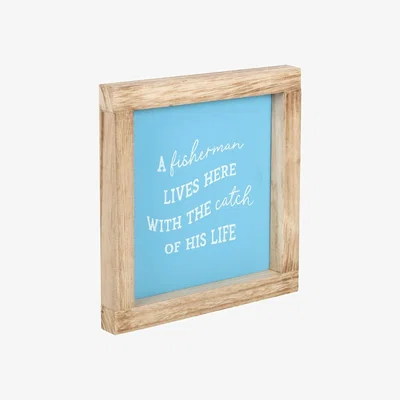 The Range Fisherman'S Pride Wooden Frame Sign - Sky Blue