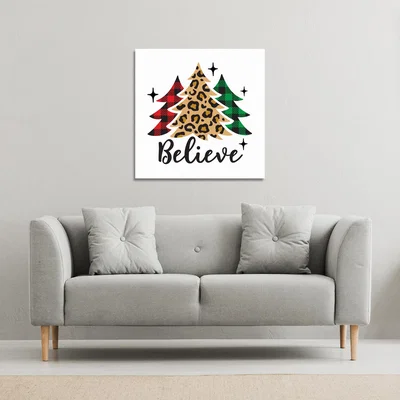 The Range Christmas Trees With Leopard Print Gallery Canvas - Brown / 77cm
