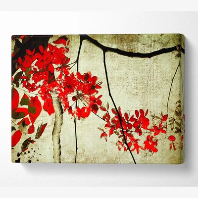 The Range Red Leaf Skies Canvas Print Wall Art - Yellow / 101.6cm