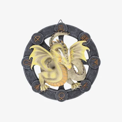 The Range Anne Stokes Mabon Resin Dragon Plaque - Yellow/Grey