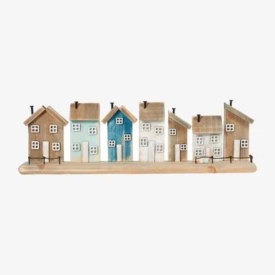 The Range Wooden Houses Plaque - Natural