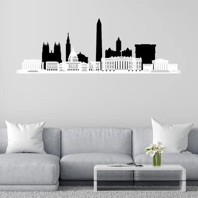 The Range Washington Skyline Metal Wall Art 2D - Black/White