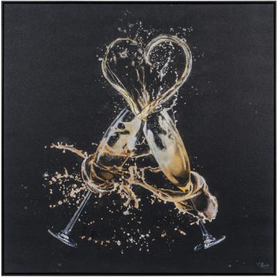 The Range Champagne Heart Glitter Framed Canvas - Black