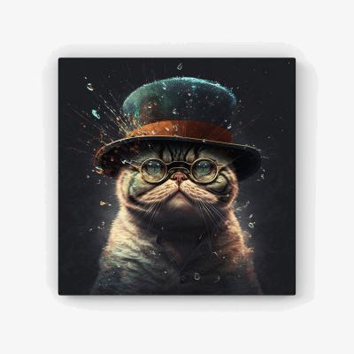 The Range Shorthair Cat Splashart HD Metal Print - Neutral / 30cm