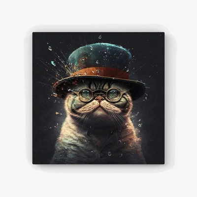The Range Shorthair Cat Splashart HD Metal Print - Neutral / 30cm