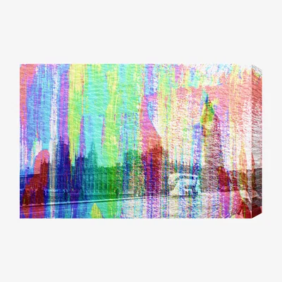 The Range London Rainbow Bridge Graphic Art Wrapped on Canvas - Green / 112cm