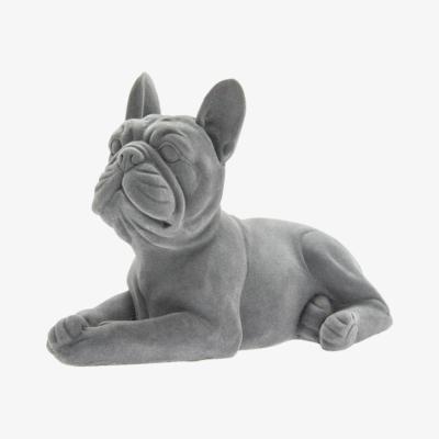 The Range Grey Velvet Laying French Bulldog Ornament  - Grey