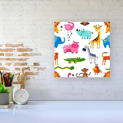 The Range Hand Drawn Cartoon Animals Canvas Print - Brown / Large