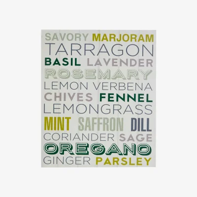 The Range Madera Herbs Design Wall Plaque - White, Green
