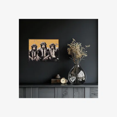 The Range Framed Trio of Monkeys Textured Canvas