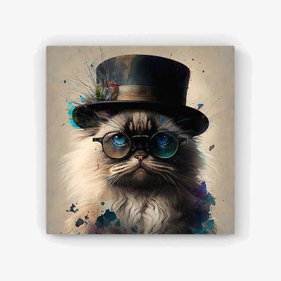 The Range Ragdoll Cat With Glasses Splashart HD Metal Print - Neutral / 40cm