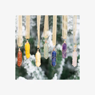 The Range Set of 7 Crystal Tree Decorations for Christmas  Good Luck - Multi