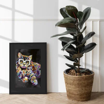 The Range Nicola the Cat Framed Wall Art - Black / 70cm