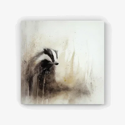 The Range Badger Watercolour HD Metal Print - Brown / 40cm