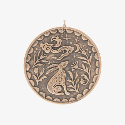 The Range Bronze Midnight Hare Terracotta Wall Plaque - Mystical Wildlife Decor - Bronze