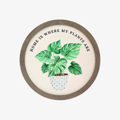 The Range Round Houseplant Embossed Sign - Natural