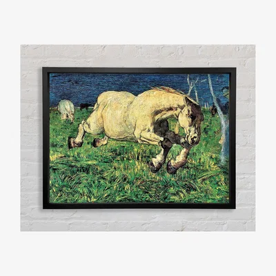 The Range Segantini Galloping Horse Framed Print Art Classic Prints - Black