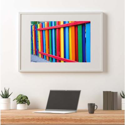 The Range Colourful Fence Art Print - Blue / 42cm