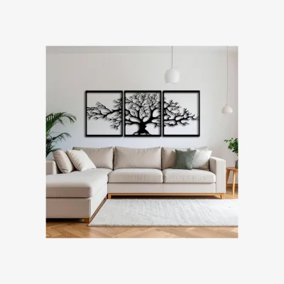 The Range METAL WALL ART-TRIPTYCH PLATANUS 60 CM - TEXTURE BLACK - Black