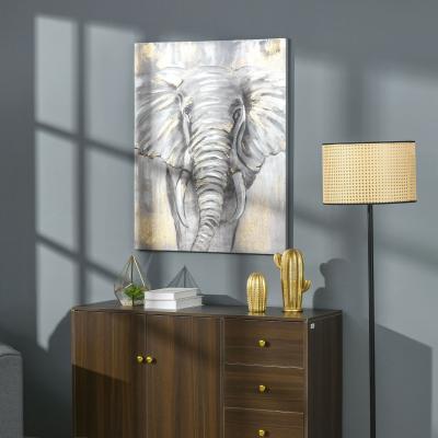 The Range Hand-Painted Metal Canvas Wall Art Grey African Elephant - Gold, Grey