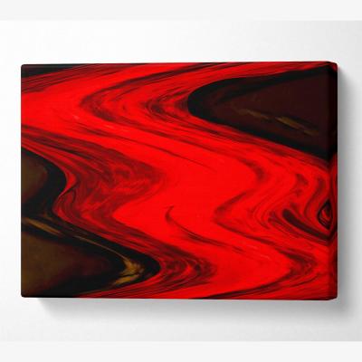 The Range Red Lava River Canvas Print Wall Art - Yellow / 50.8cm