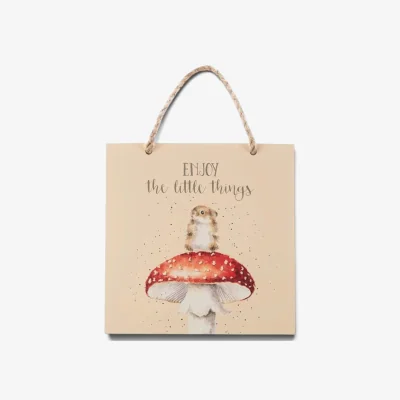 The Range Wrendale Designs Wooden Plaque 15 x 15 cm - Mouse ¿Enjoy The Little Things¿. - Pink