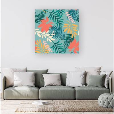 The Range Abstract Bright Colorful Tropical Leaves Canvas Print - Green / 101.6cm