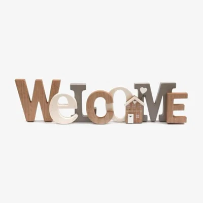 The Range Wooden Welcome Sign With Home Ornament  - Brown