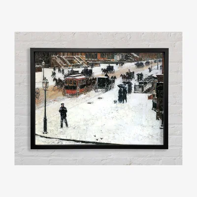 The Range Hassam Fifth Avenue In Winter Framed Print Art Classic Prints - Black