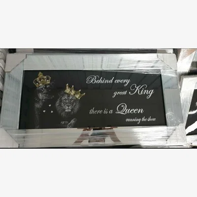 The Range Xl Lion King And Queen With Crowns Liquid Art Wall Frame - Black
