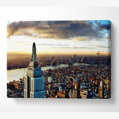 The Range Empire State Building View Canvas Print Wall Art - Yellow / 101.6cm