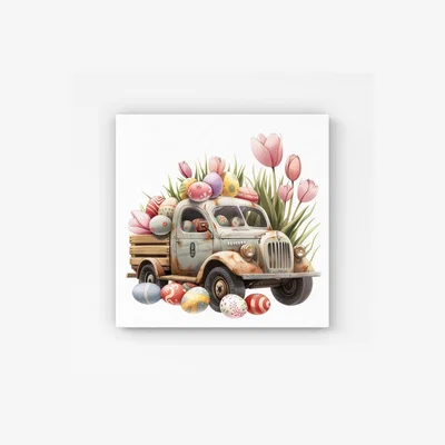 The Range Easter Truck with Eggs HD Metal Print - Neutral / 56cm