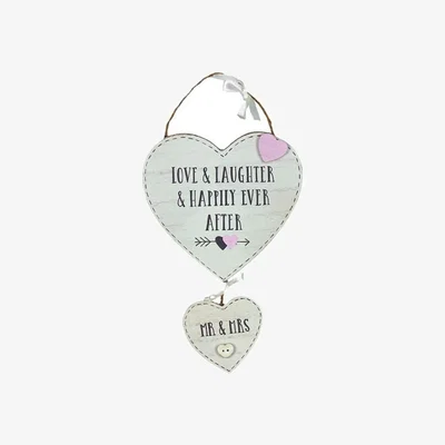 The Range Love Story Hanging Double Hearts Mr & Mrs 4 Pack - Off White