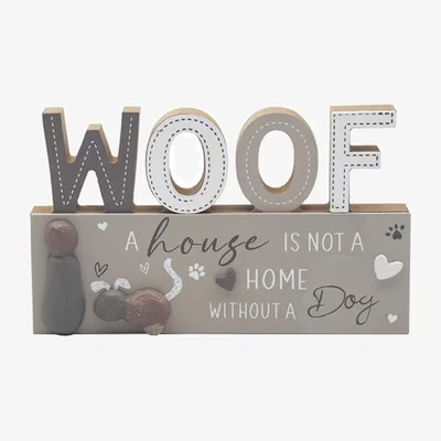 The Range Woof Dog Plaque  - Grey
