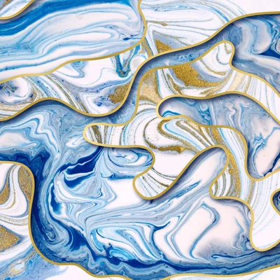 The Range Blue and Gold Swirls Canvas - Blue
