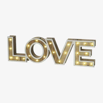 The Range Wooden LED Love Sign - Brown