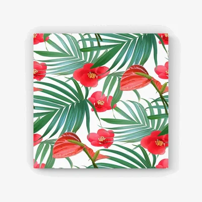 The Range Tropical Flowers, Palm Leaves Hawaiian HD Metal Print - Green / 56cm