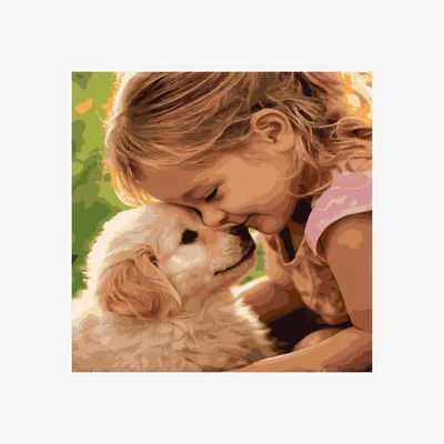 The Range Cute Little Girl and Retriever Pup 5D DIY Diamond Painting Kit - Multi