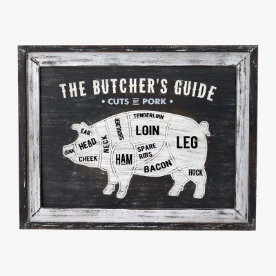 The Range Hill Interiors Butchers Cuts Pork Framed Plaque - White/Grey