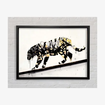 The Range Banksy Tiger Framed Print - Black