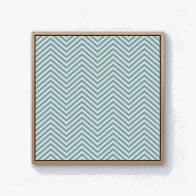 The Range Geometric Chevron Pattern Canvas Print - Green / 25.4cm / Pine Frame
