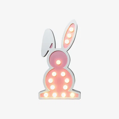 The Range Wooden LED Pink Bunny Light - Pastel Pink