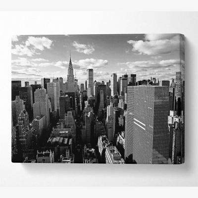The Range Chicago City View B n W Canvas Print Wall Art - Yellow / 101.6cm