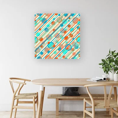 The Range Retro Stripes And Circles Canvas Print - Orange / Large